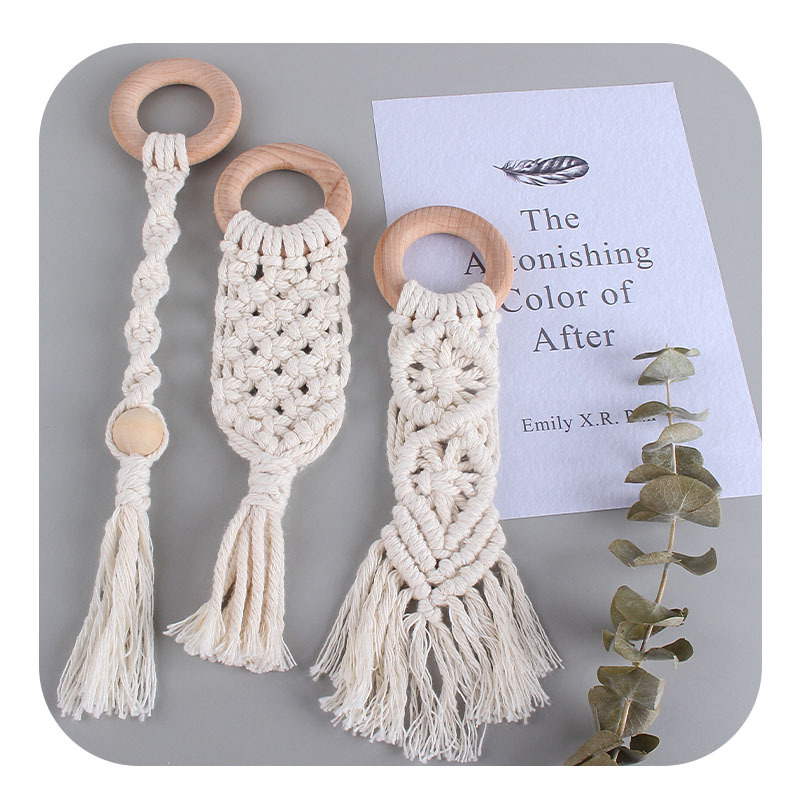 Bebé creativo haya juguete mordedor nuevo hecho a mano tejido algodón cuerda juguete infantil dientes molienda palo