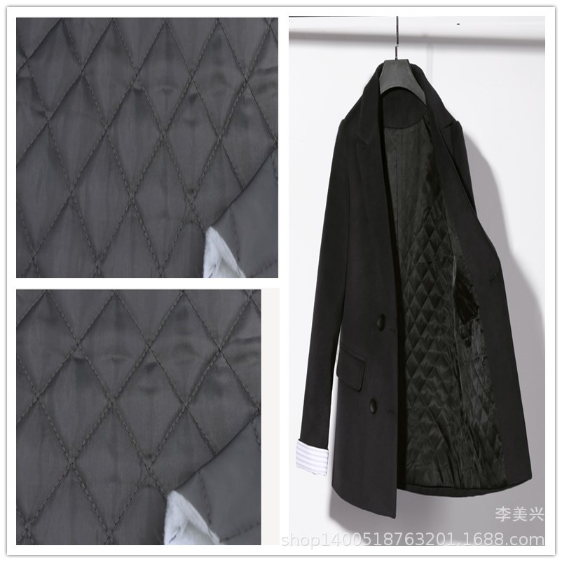 厂家直供 现货供应 加厚绗棉毛呢子夹棉面料 超声波复合里布