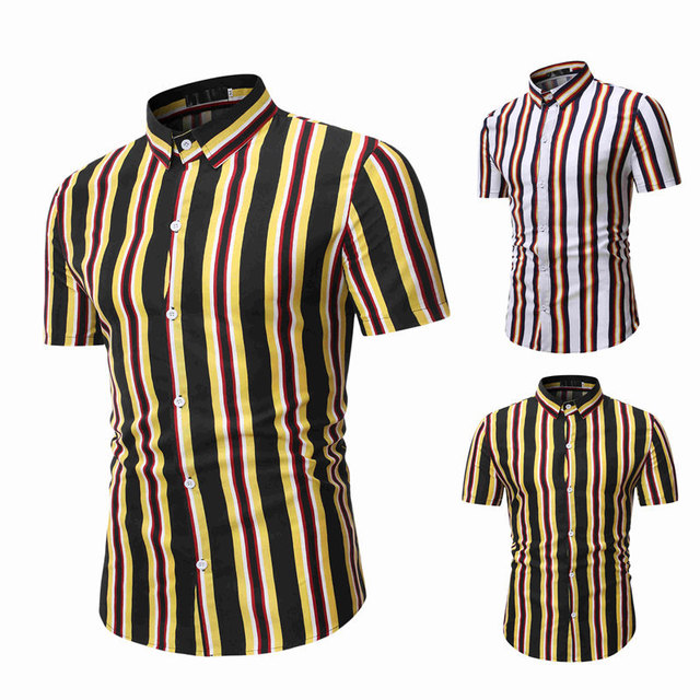 Men’s casual stripe short sleeve shirt