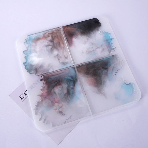 Yuming Beauty DIY Crystal Droplet Resin Mold Irregular Cup Mat Stand Wave Base Silicone Mold Wholesale