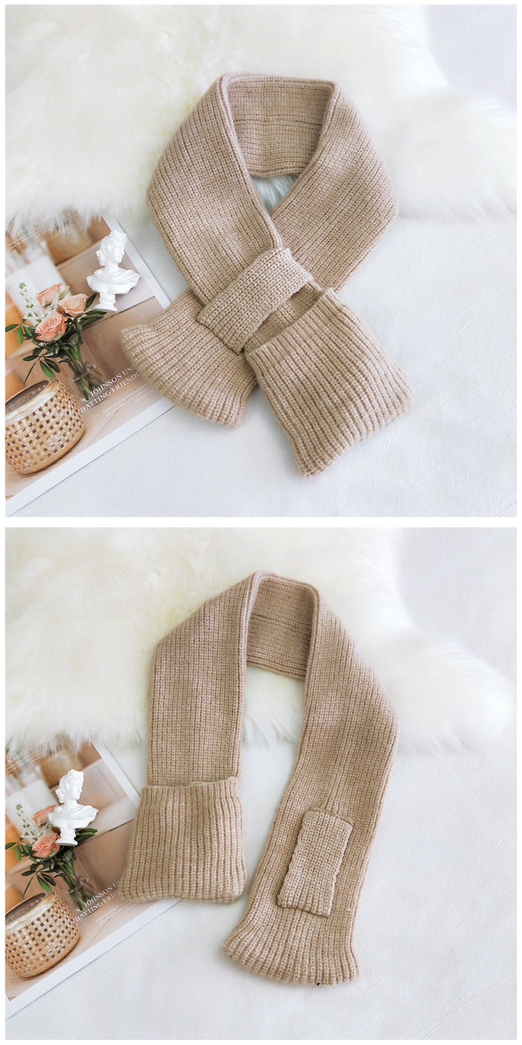 Bags Pure Color Cross Socket Knitted Wool Scarf display picture 9