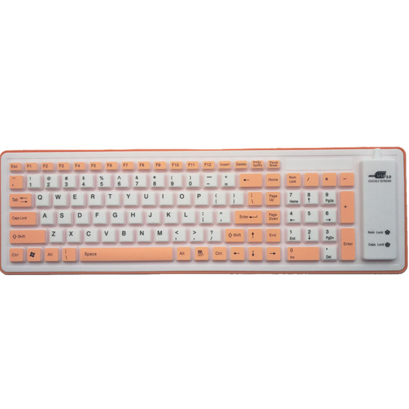 Silicona suave teclado plegable impermeable a prueba de polvo 103 teclas USB con cable portátil escritorio universal Silicona