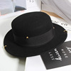 Demi-season black woolen retro hat, European style, Korean style