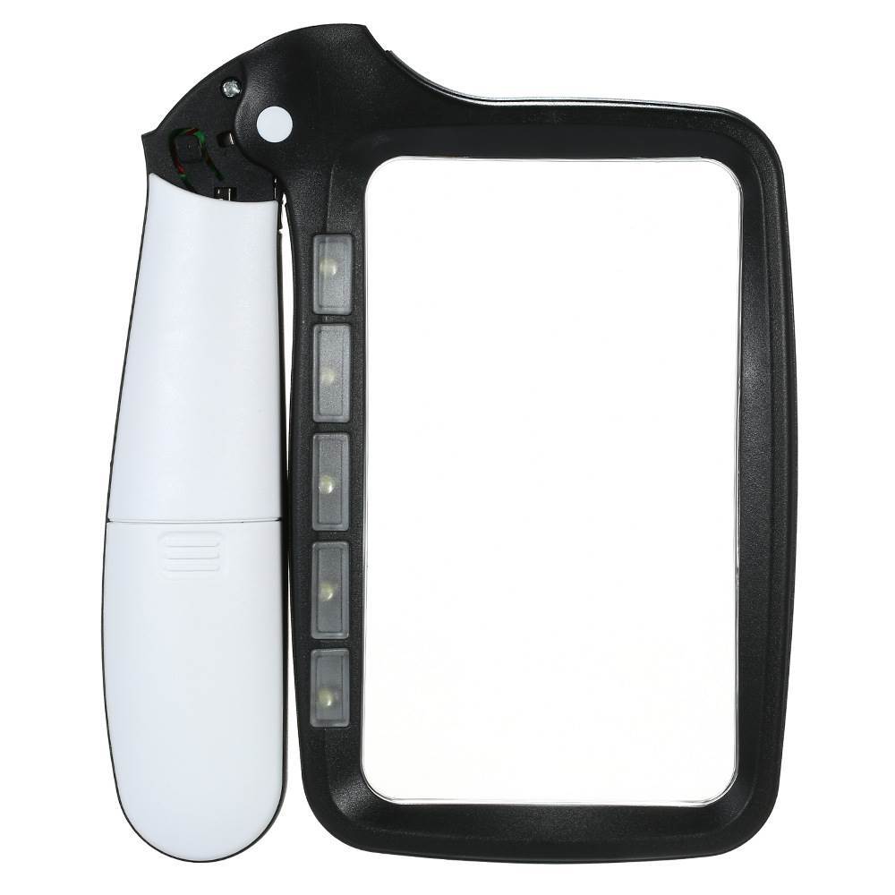 新款手持摺疊式帶5個LED燈老人閱讀看報高清亞克力3倍放大鏡10863