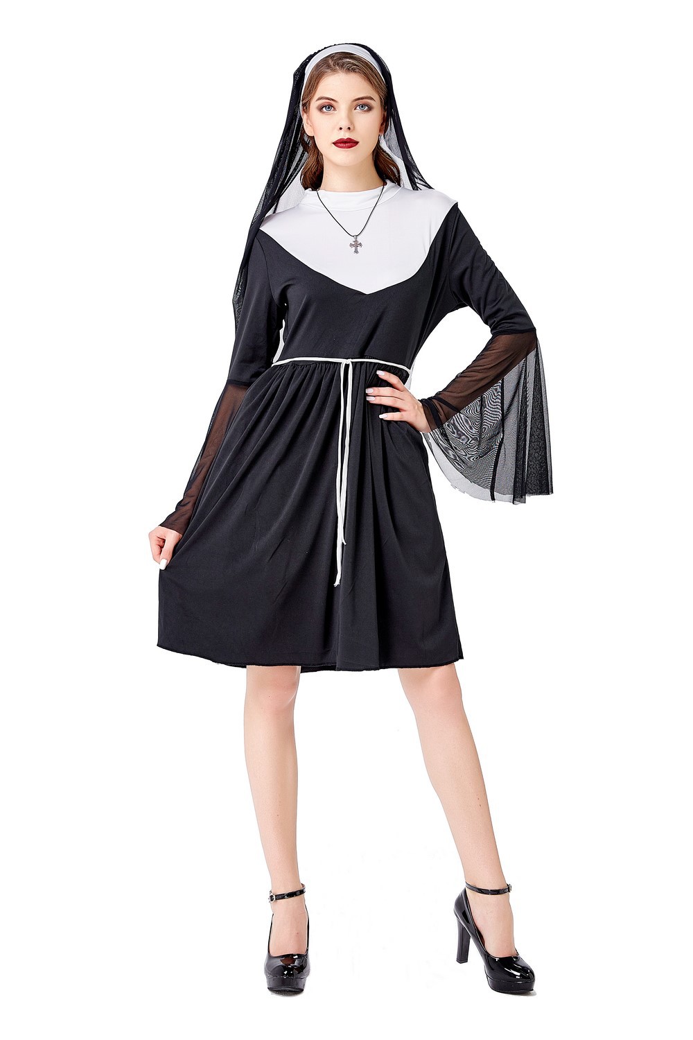 Halloween cosplay Christian Virgin Mary nun dress costume nihaostyles wholesale halloween costumes NSQHM81929