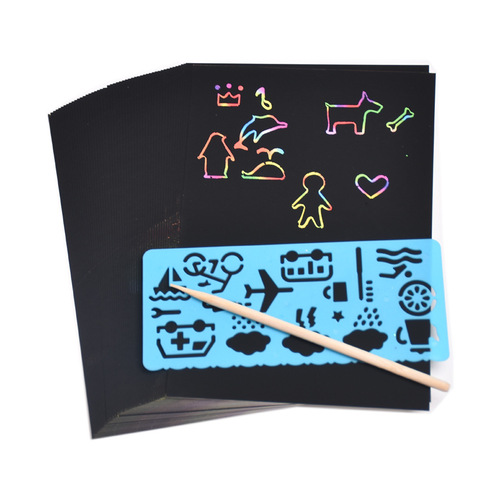 Manufacturer Direct Sales Bright and Colorful Scratch Art Paper 32K Children's Scratch Art Creative DIY Painting Scratch Game Kindergarten Creation