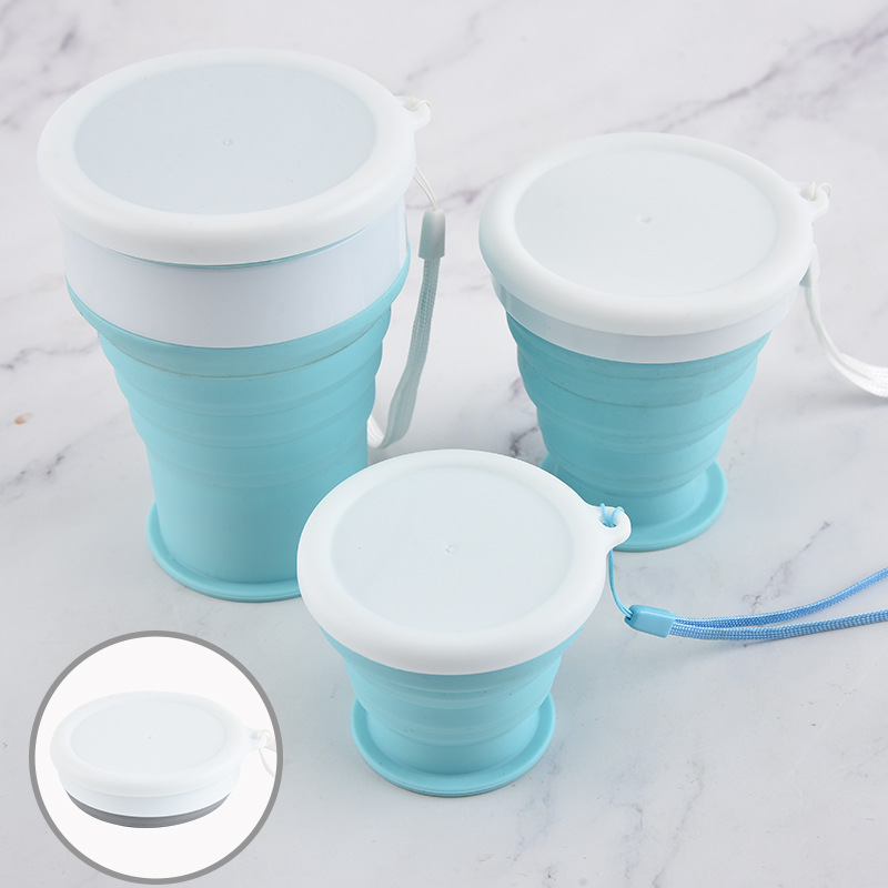 Silicone folding water cup retractable  capacity sports cup outdoor travel portable folding coffee cup accompanying cup