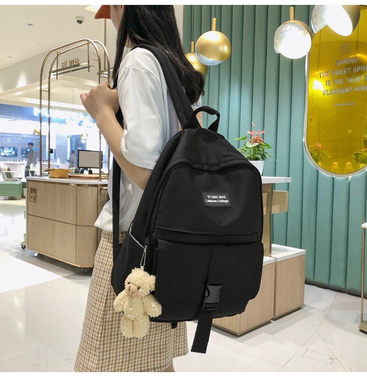 Korean Fashion College Style Color Matching Mortise Lock Girl Bag Simple Campus Student Backpack  Wholesale Nihaojewelry display picture 39