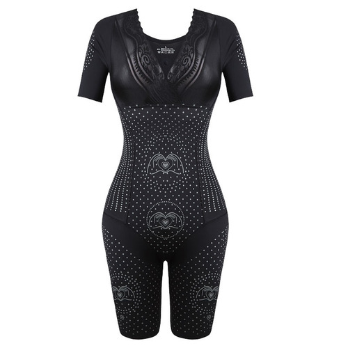 Thin short-sleeved body shaping garments for women, tummy control, waist shaping, postpartum belly reduction, body shaping, one-piece corset open bra