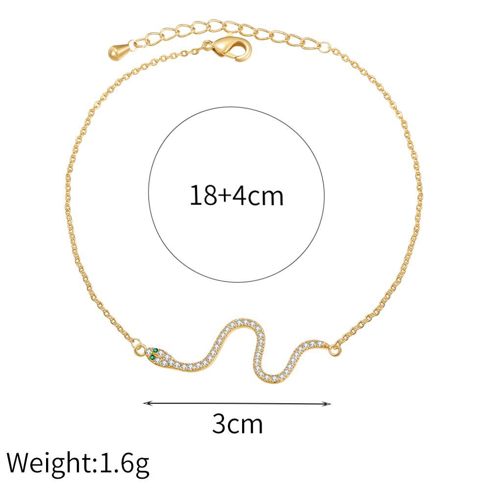 Snake Element Jewelry Real Gold Plated With Zircon Copper Jewellery Necklace Clavicle Chain display picture 6