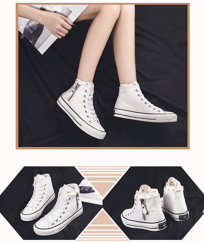 Nieuwe hoge canvas schoenen dames S-schoenen Koreaanse versie van de studenten Alle match sneakers Casual schoenen met hoogteverhoging Kleine witte schoenen_voghion.com