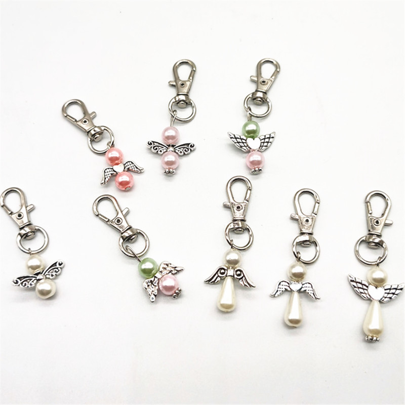 現貨創意守護天使翅膀鑰匙扣教堂紀念婚禮禮物生日贈品金屬鑰匙扣