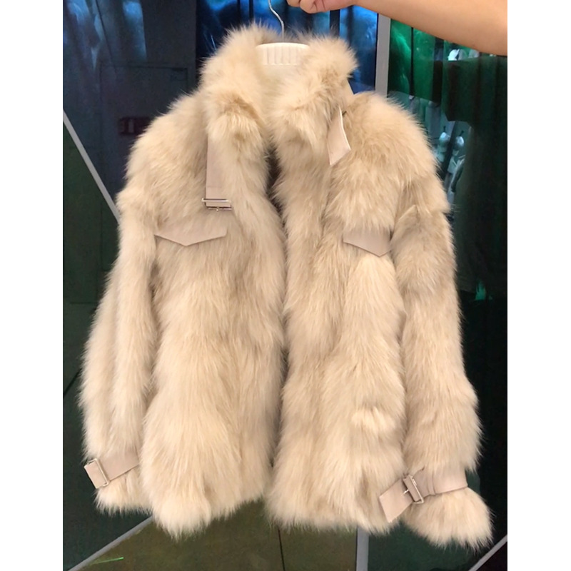 2020皮草仿狐狸毛皮草外套中长款立领皮带海宁韩版加厚新款档口潮