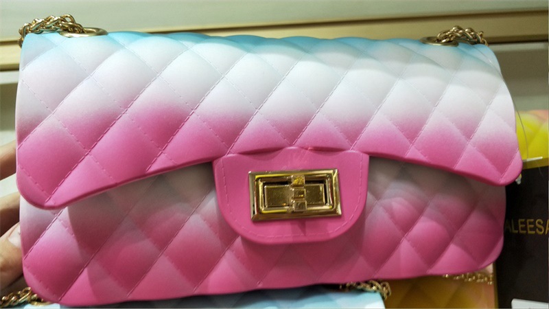 Clearance gradient graffiti colored jelly bag, diamond-shaped chain bag, small square bag for export, single-shoulder bag, crossbody bag undefined