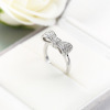 Accessory, zirconium with bow, ring with stone, wish, Korean style, silver 925 sample, simple and elegant design, wholesale