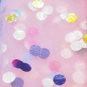 Nuevo colorido punto estampado tela de malla de nylon punto de onda de color vestido de princesa tela de malla de malla de nylon