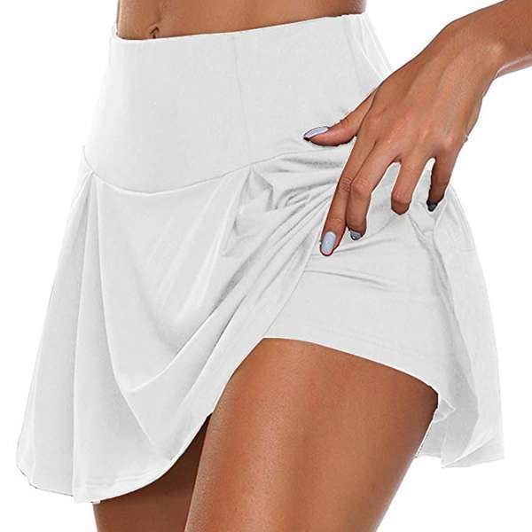 Summer Women's Solid Color Faux Two-Piece Set Leggings & Shorts European Style Casual A-Line Mini Skirt Polyester Regular Size_ecoleips.com
