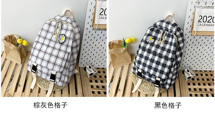 Korean Fashion Daisy Flowers Student Plaid Canvas Shoulder Bag Department Vintage Sense Girl Bag  Wholesale Nihaojewelry display picture 48