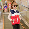 European style Autumn and winter children Down cotton Vest school uniform Children's clothing Children Hooded Vest Boy kindergarten Park service