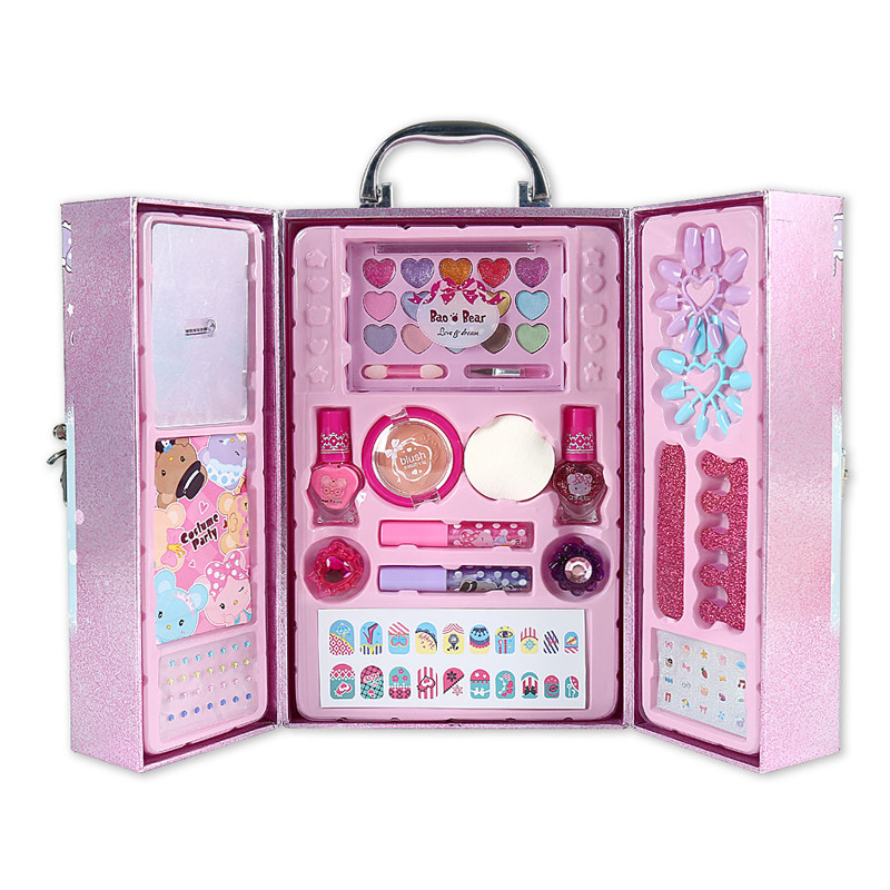 Manufacturer's Self-Operated Baby Bear Family Washable Children's Makeup Handbag Toy Girl Simulation Cosmetics Toy