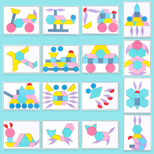 Children's wooden 180-piece creative puzzle baby early education versatile three-dimensional state tangram puzzle toy puzzle