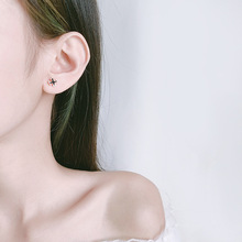 李易峰同款s999足银黑色十字架耳钉 2022新款潮小众耳钉夏季耳饰