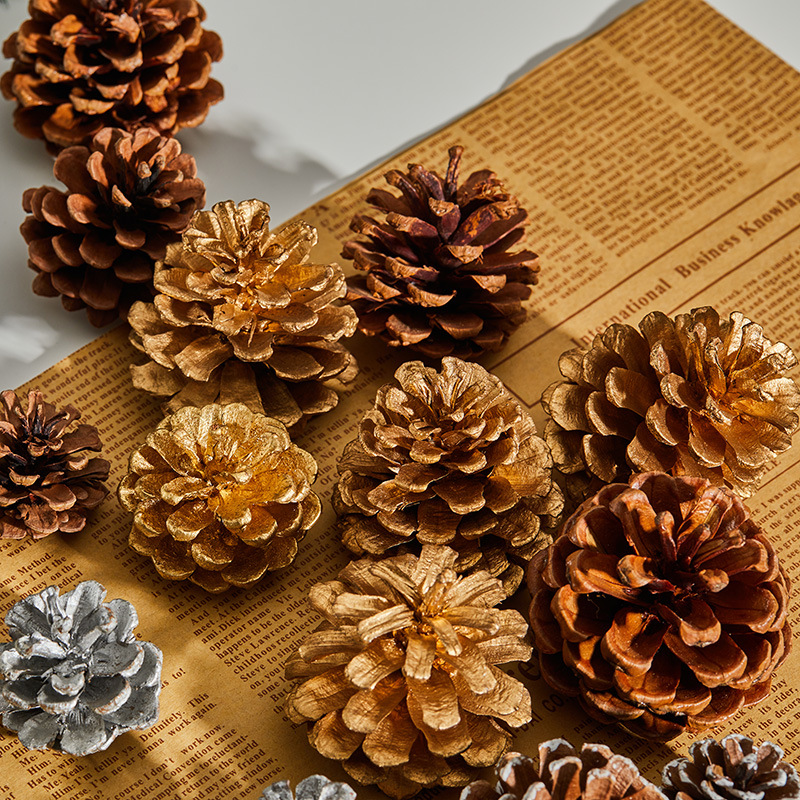 Navidad natural gran pinos dorados crema blanca accesorios de decoración de Navidad árbol de Navidad decoración colgante colgante