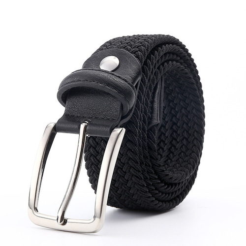 Fashion Men's Belt Woven Elastic Band No Hole Belt Men's and Women's Pin Buckle Elastic Belt Wholesale Factory