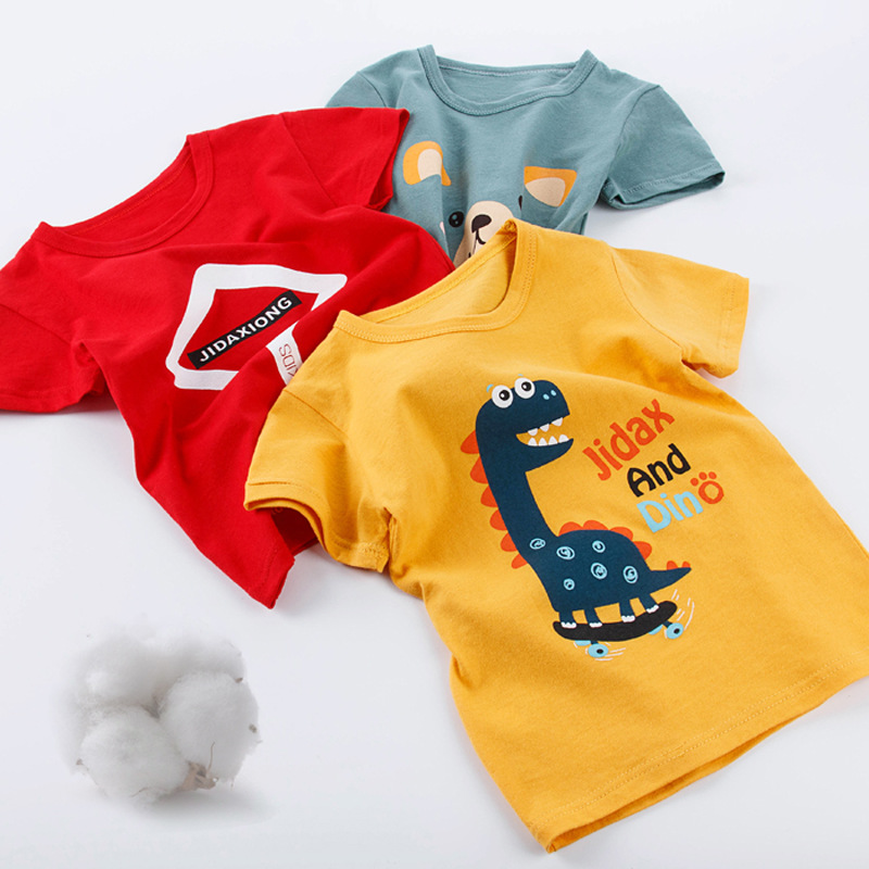 纯棉儿童T恤休闲夏童夏季中小童短袖卡通韩版潮男女宝宝一件代发|ms