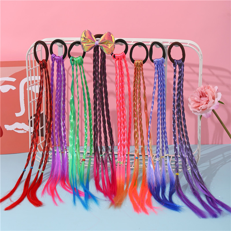 Children'S Color Wig Braid Ponytail Fashion Braid Colorful Gradient Hair Rope Twist Braid