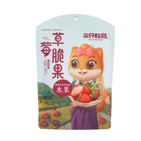 Three Squirrels Strawberry Crisp 50g Freeze-Dried Strawberry Dried Fruit Candied Fruit Preserved Strawberry Crisp Freeze-Dried