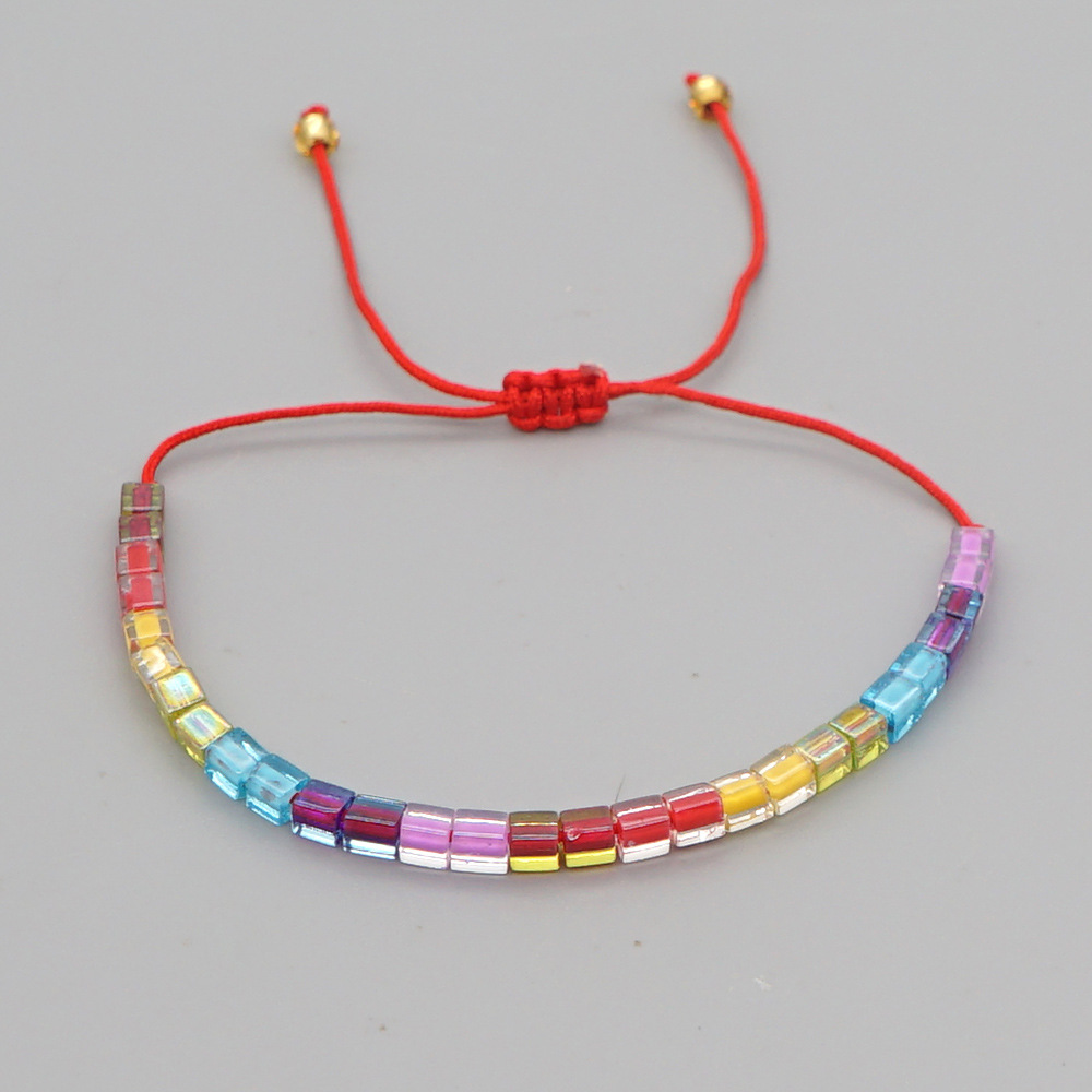 Rainbow Beaded Glass Bracelet display picture 3