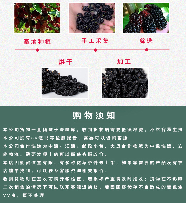 Dried Mulberry Fruit Sang Shen Zi 500g Bulk Dried Black Mulberries for Tea and Culinary Use preparation