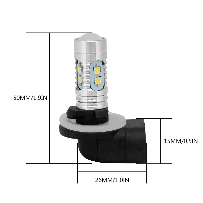 Автомобильная LED противотуманная лампа 881/880 10SMD 50W, серебристый алюминиевый высокомощный передний противотуманный свет
