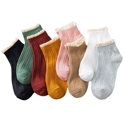 New Harajuku Socks Women's Japanese Korean Socks Female Schoolgirls Shallow Mouth Summer Lace Socks Cotton Women's Socks Wholesale