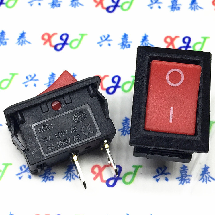 船型开关 红色 2脚2档 翘板开关 15MM*10MM 3A/250V 10只