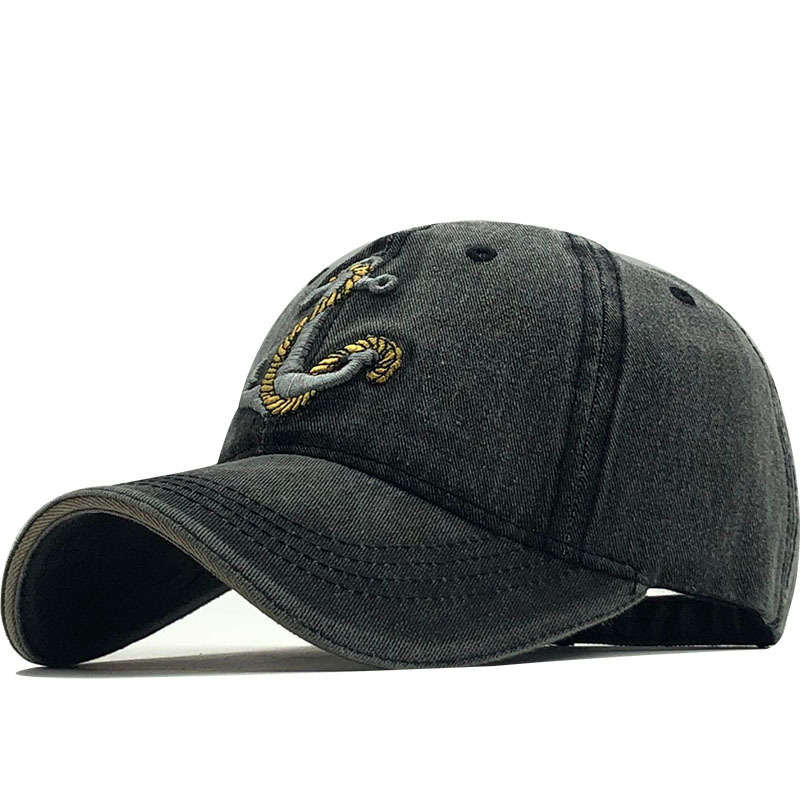 Herr baseballkeps i denim med broderat ankare_voghion.com