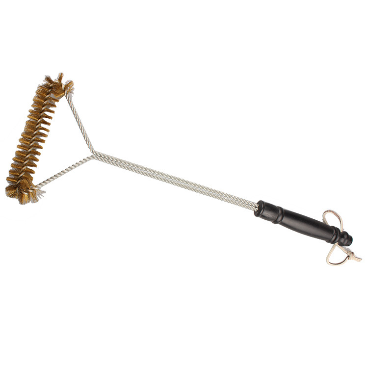 Directo de fábrica al aire libre barbacoa parrilla cepillo de limpieza mango largo de acero inoxidable en forma de Y cepillo de curling BARBACOA de alambre de cobre cepillo de barbacoa