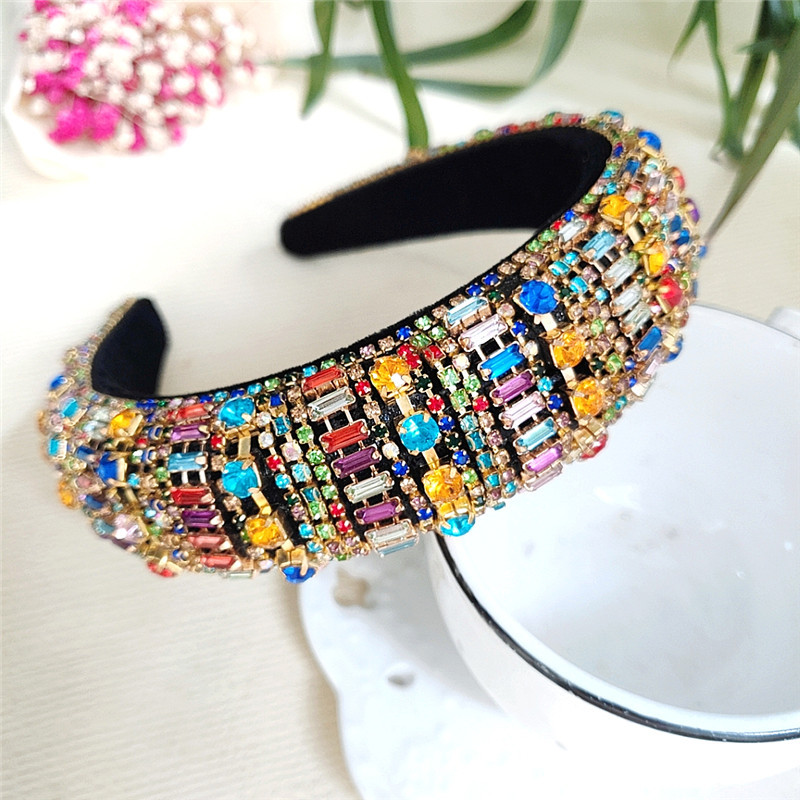 Retro Style Fashion Diamond Color Hair Band Korean Retro Hair Band Headband Wholesale Nihaojewelry display picture 4