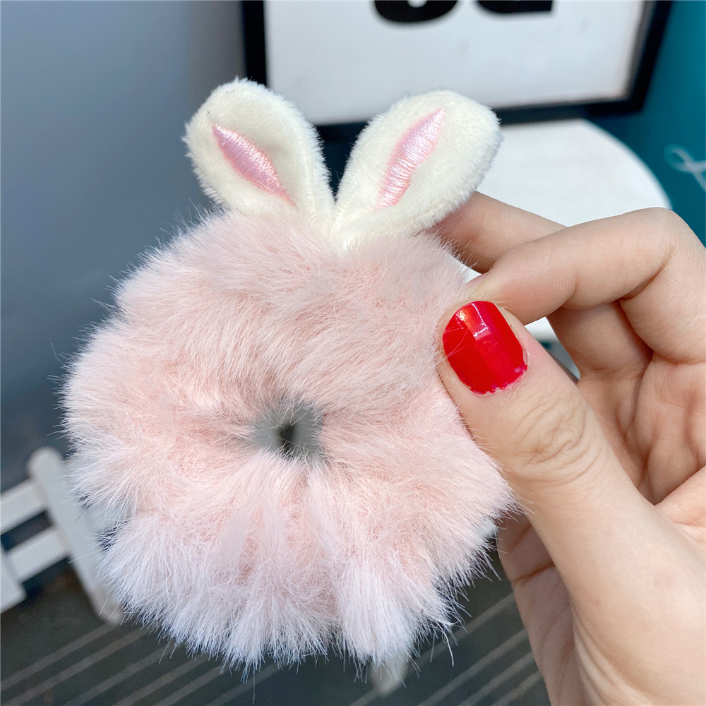 Nouvelle Cravate De Cheveux D&#39;oreille De Lapin En Peluche Anneau De Cheveux De Fourrure De Lapin Mignon display picture 7