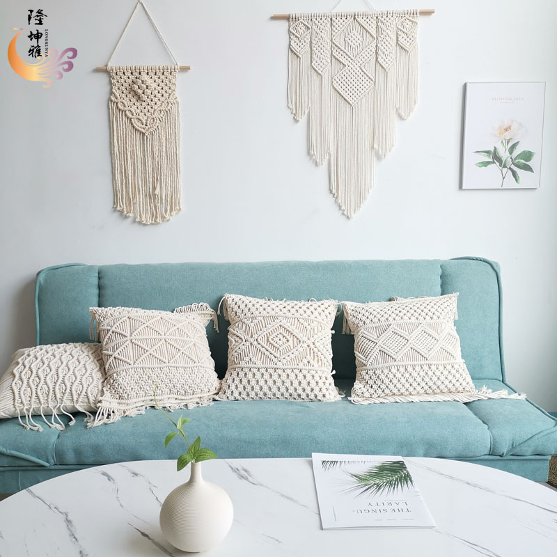 Bohemia manual weave tassels Pillows Sofa cushions Thick lines weave Homestay Pillowcase Cushion cover