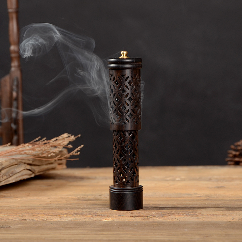 vertical Ebony Lying incense box household indoor Sandalwood furnace woodiness Tea ceremony Perfume box Cense Aloe Incense burner