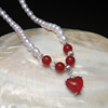 Organic agate necklace from pearl, chain for key bag  for mother, wholesale