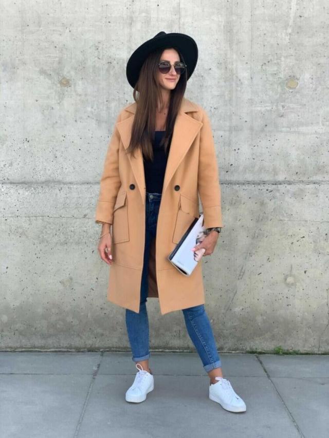long-sleeved pocket decorated solid color woolen jacket NSYF1824