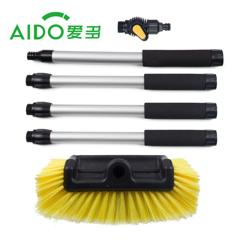 可拆卸卡扣通水刷 洗车工具 可拆卸铝杆安装 五面软毛刷头洗车刷
