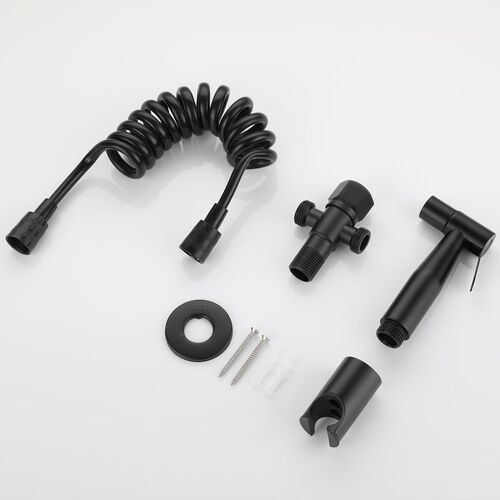No punching black 304 stainless steel toilet bidet spray gun set booster nozzle body toilet flusher
