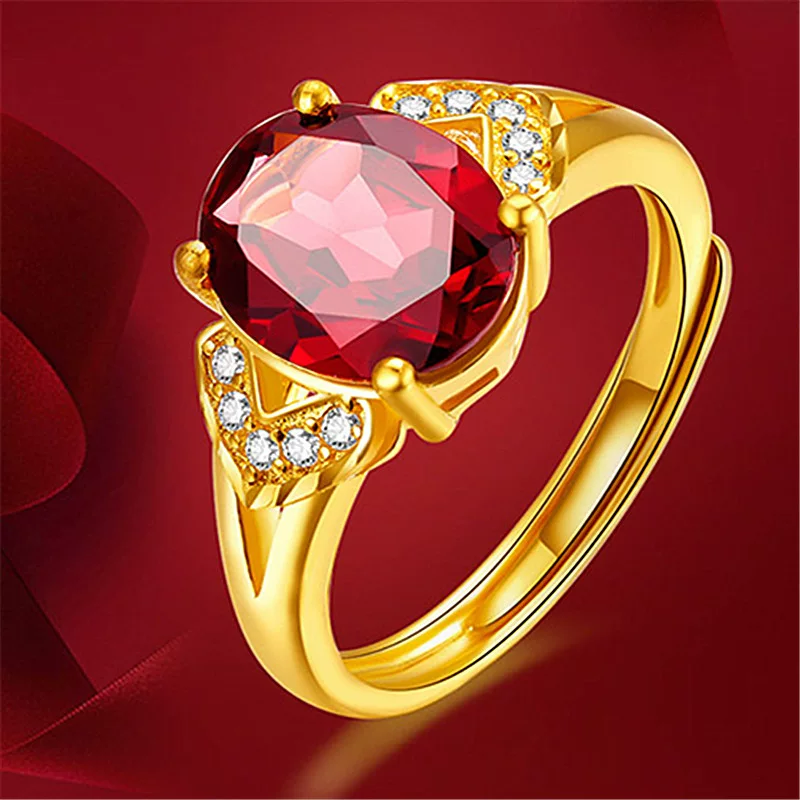 Кольцо с ruby и гранатом, корейский стиль, оптовая продажа