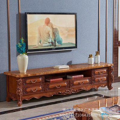 欧式大理石电视柜茶几方几组合客厅小户型实木雕花地柜矮柜茶桌