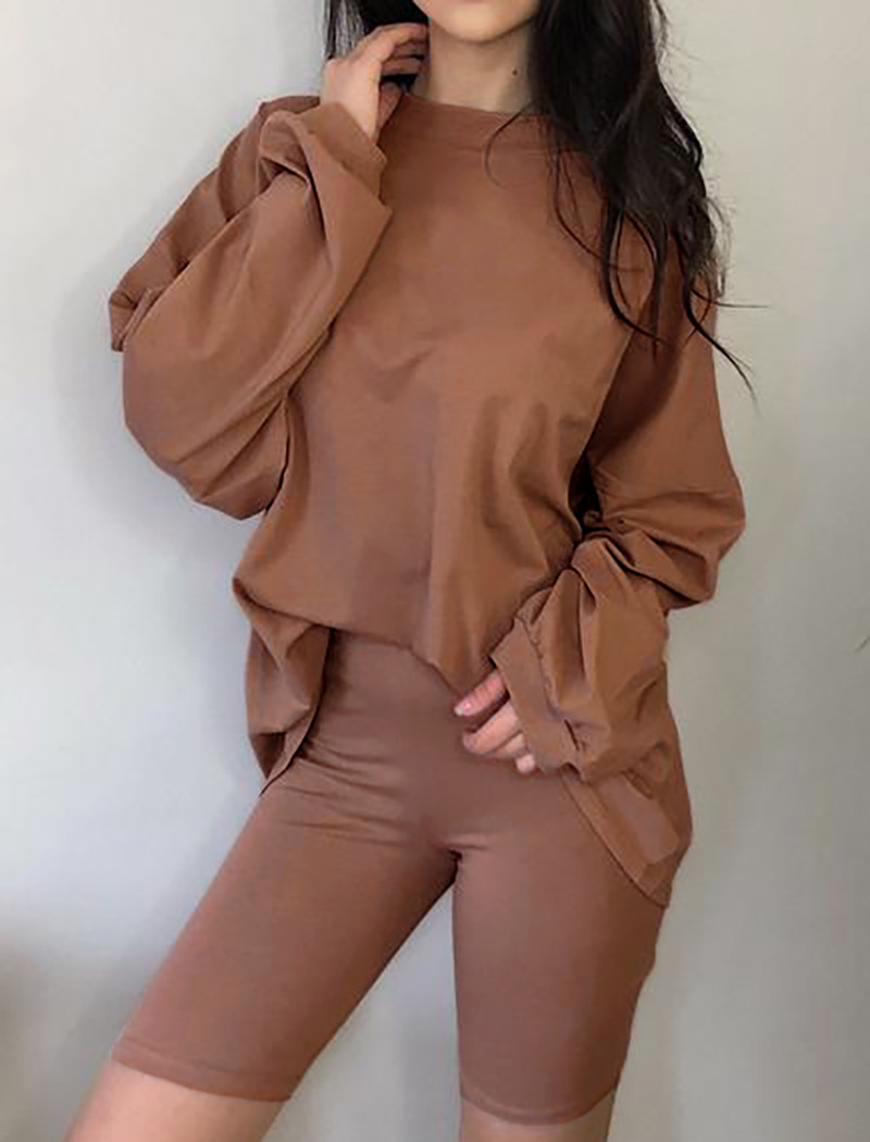 solid color long-sleeved T-shirt three-piece suit NSGE37859