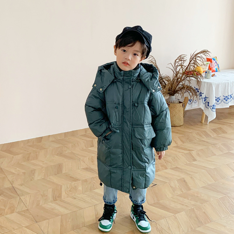 河山2020新款网红雪梨同款儿童羽绒服中长款中童男女童装冬季外套